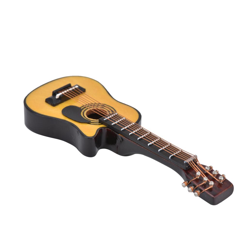 1/12 Scale Dollhouse Miniature Wooden Guitar Mini Guitar Display Model Dollhouse AccessoriesFolk