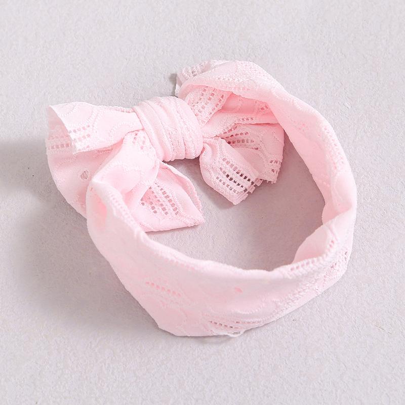 Hollow Bow Baby Headband Solid Color Nylon Elastic Wide Hairbands 0-2Year Boy Girl Bowknot Headdress Kids Hair Accessories
