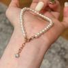 French Vintage Cream White Pearl Bracelet For Women Light Luxury Minimalist Bubble Zircon Stackable Elegant Jewelry