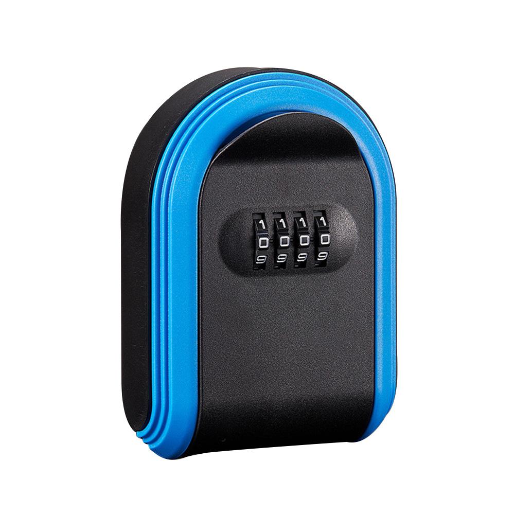 

Настенное хранилище ключей, 4-значный кодовый сейф для хранения ключей, пластиковый сейф для ключей, для использования в помещении и на открытом воздухе для домашнего офиса синий