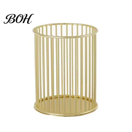 Office Desk Pen Holder Metal Holder, Nordic Organizer for Makeup Brushes, Electroplated Accessory Anti-Rust Multifunctional Storage Basket Pencils