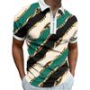 Men'S Polo Shirt Men'S Casual Short Sleeve Lapel T-Shirt 3D Printed Short Sleeve Zipper Polo