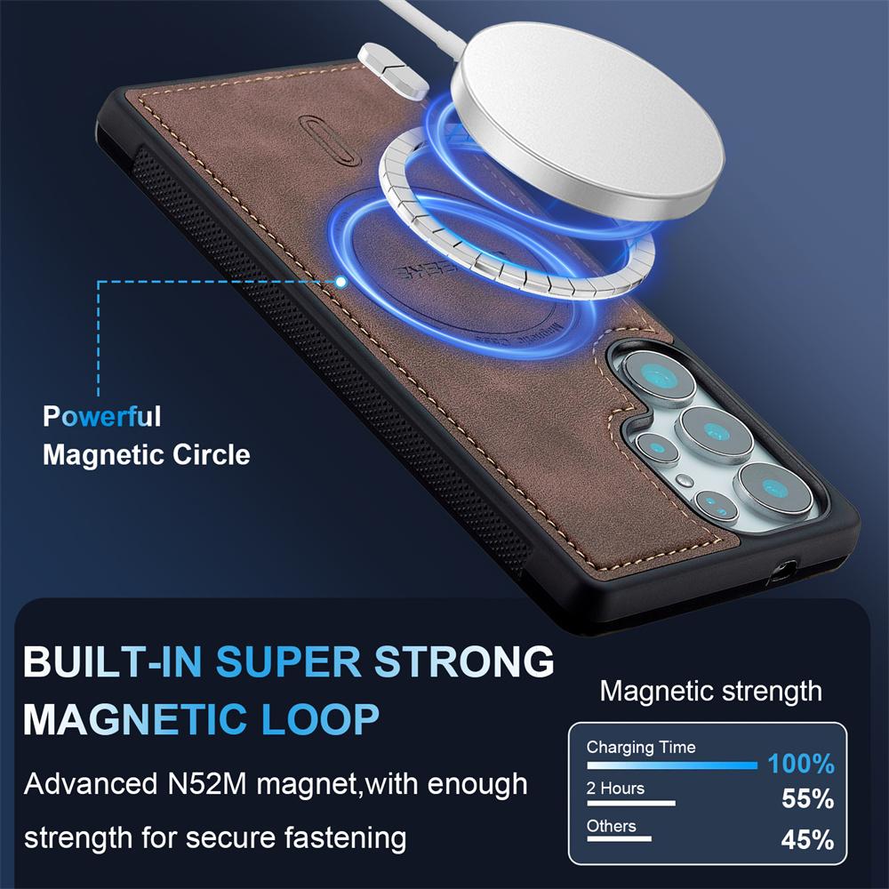 Leather Case For Samsung Galaxy S26 S25 Edge S24 Ultra S23 FE S22 FE A17 A37 A57 A16 A36 A56 Wireless Charging Magnetic Cover