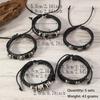 Hot Sale 5 Pieces/Set Punk Style Handwoven Retro Fashion Skull Alloy Accessories Leather Bracelet