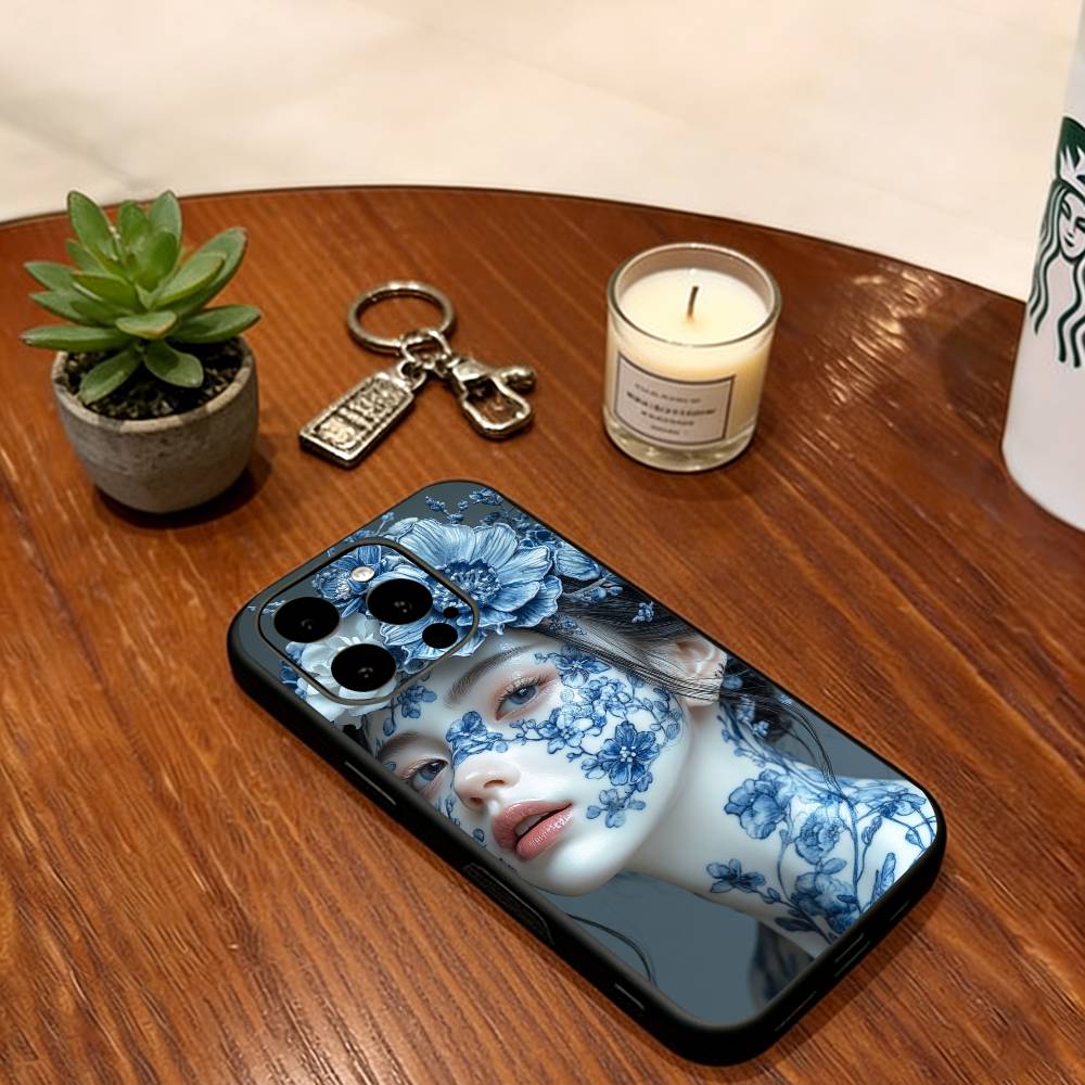 

Сине-белый Grace Чехол для телефона Силиконовый Мягкий Для IPhone 17 16 15 14 13 12 11 X XR Plus Pro Max Plus iPhone15ProMax