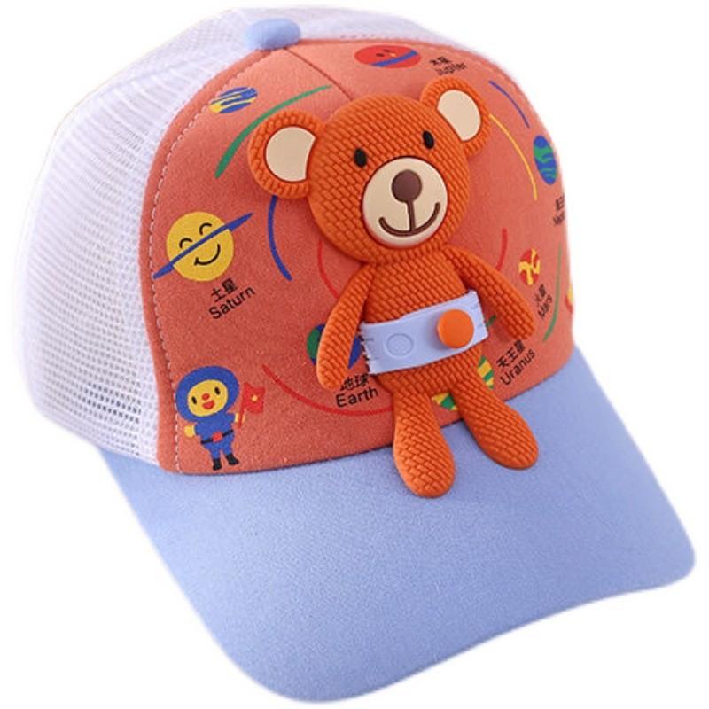 Childrens Cartoon Bear Baseball Cap With Wide Brim For Sun Protection Summer Wear