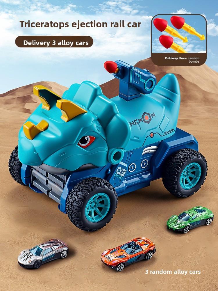 

Plastic Dinosaur Race Car Track Set With Inertia Vehicles For Kids And Toy Gift Blue C