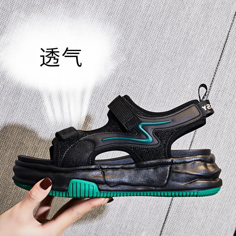 

Absorbent film dissolved bottom sandals women s 2025 spring and summer new women s flat-bottomed sports sandals Velcro platform women s shoes 40
