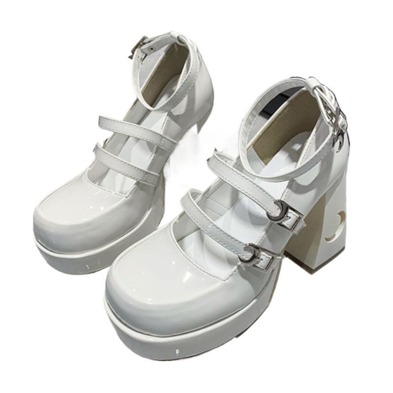 2024 Escarpins Chaussures Lolita Plateforme Chaussures Mary Jane Sangle à Boucle Étoile Femmes Lacées en Cuir PU Filles Rivet Chaussures Décontractées Kawaii