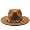 Winter Men's Woolen Jazz Hat New Large Eave Hat Fashionable Flat Brimmed Top Hat