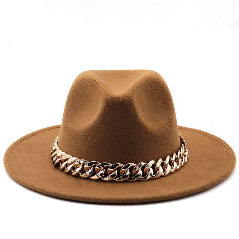 Winter Men's Woolen Jazz Hat New Large Eave Hat Fashionable Flat Brimmed Top Hat