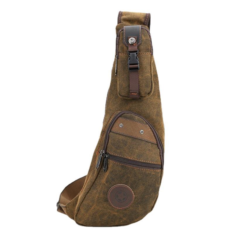 Men's Retro Canvas Crescent-Shaped Crossbody Bag: Large Capacity & Multifunctional
