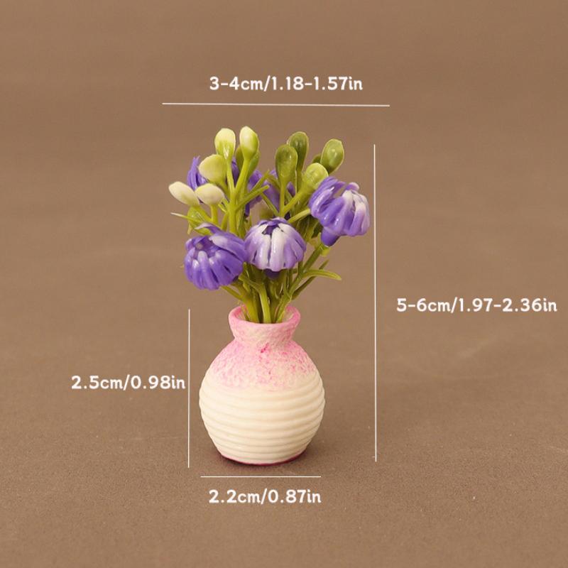 1 Piece 1:12 Dollhouse Miniature Plastic Simulation Colorful Floral Plants Potted Outdoor Doll House Model Diy Accessories