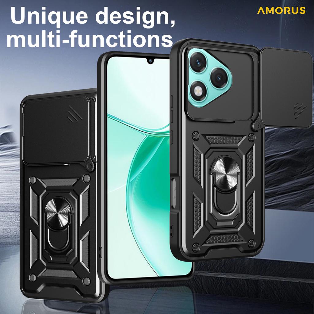 AMORUS For Honor 400 Lite 5G Case Kickstand PC+TPU Phone Cover with Camera Lens Slider