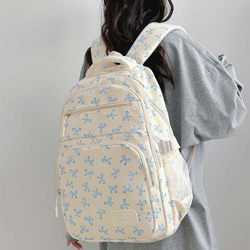Large Capacity Three-piece School Bag Set Casual Students School Bag Nylon Bow Backpack for Gift
