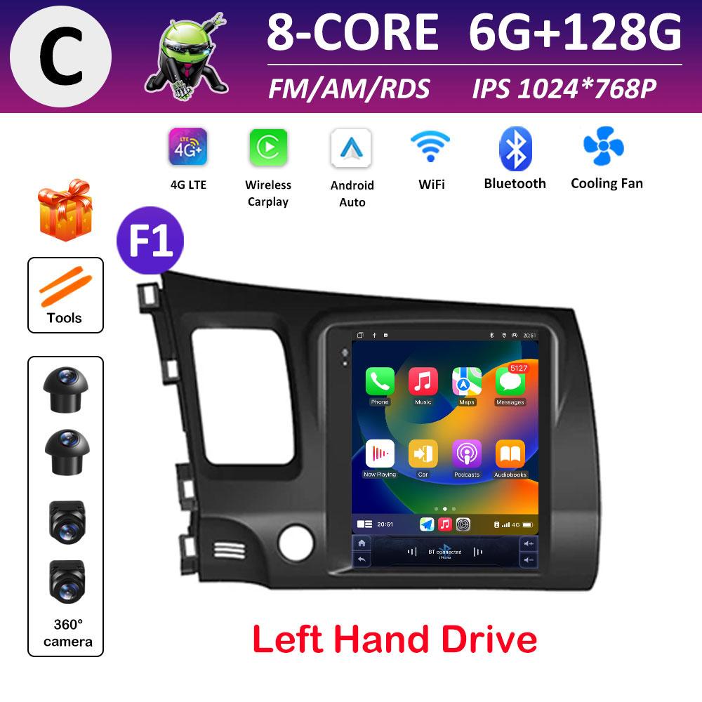 Car Multimedia Video Radio Player WIFI for Honda Civic 2005 2006 2007 2008 - 2012 Android OS Wireless Carplay GPS Navigation 4G