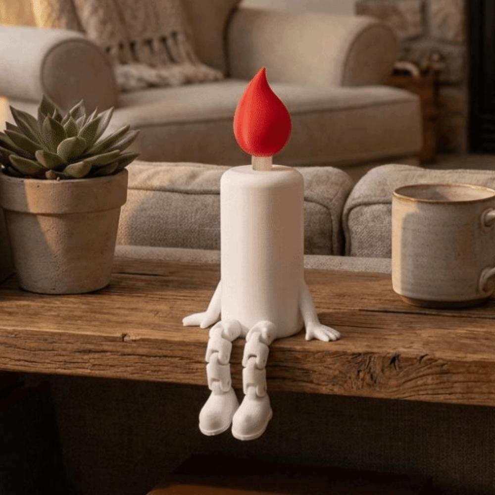 3D Printed Glowing Candle Figurine Glow-in-the-Dark Simulation Candle Desktop Ornament Novelty Articulated Joints