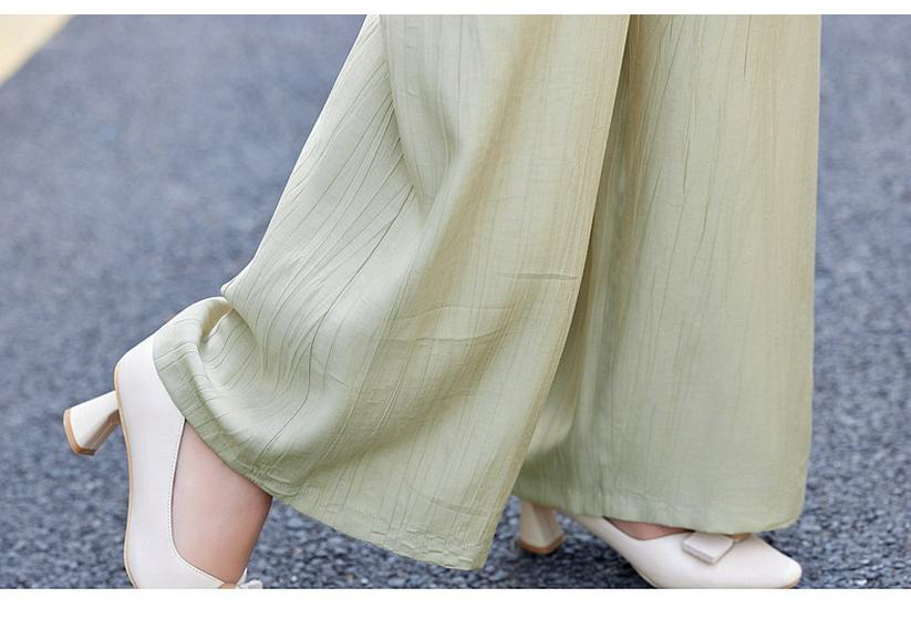Chic Chiffon Suit: Round Neck Top & Wide-Leg Pants for Women 2026