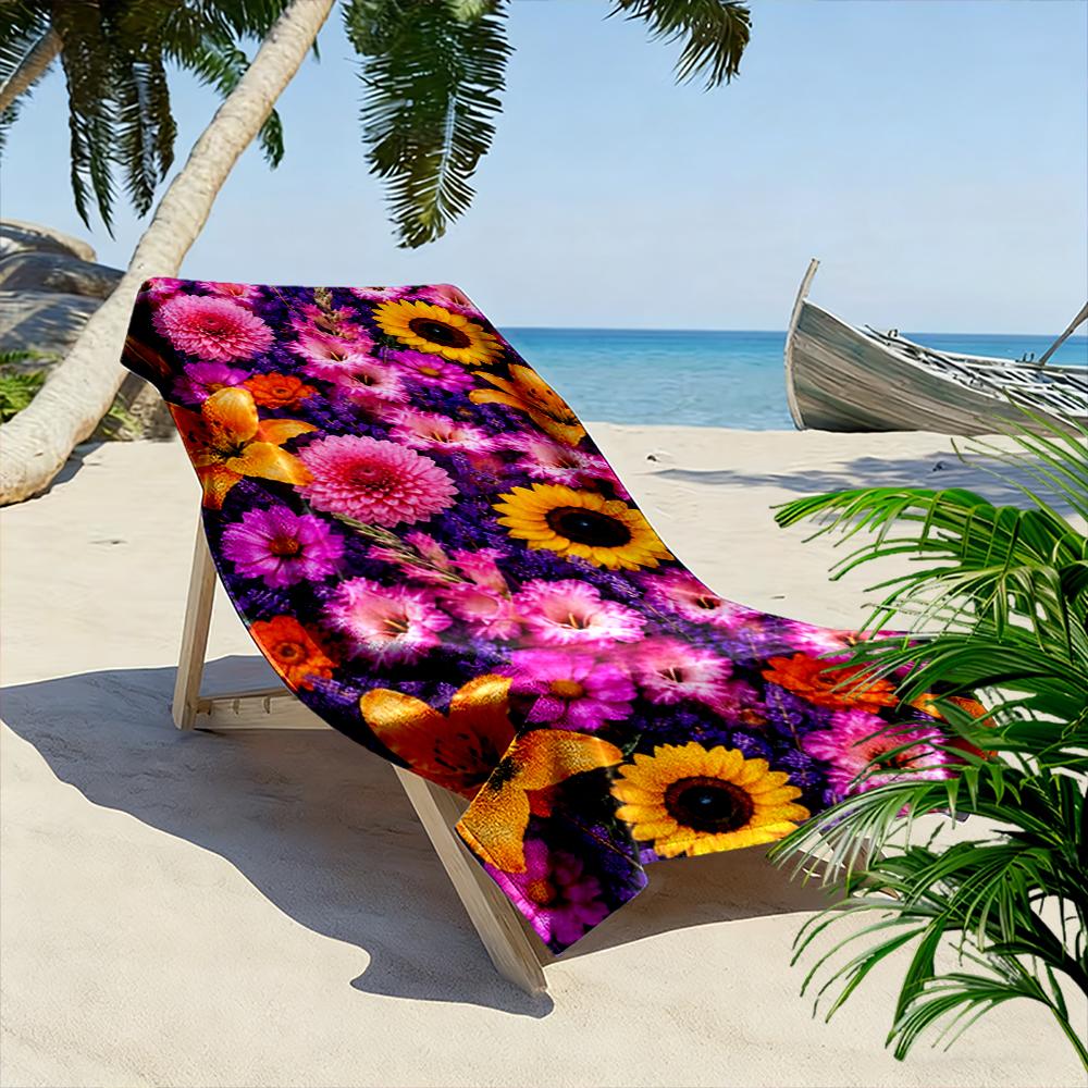 Colorful Floral Design Beach Towel Beach Towel Quick-drying for Travel Outdoor Sports Jogging Beach and Swimming