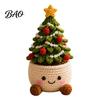 Durable Artificial Yarn Plants Simulated Crochet Christmas Potted Decor, Knitted Mini Tree Flower Themed Room Accents Ornament, Cute Festive Tabletop