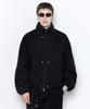 Insilence Boucle Wool Zip-Up Puffer Jumper Black