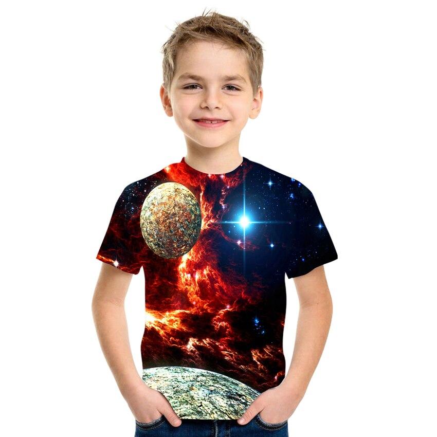 Letnia koszulka dziecięca kosmiczna gwiaździste niebo z nadrukiem 3d Harajuku Koszulka z krótkim rękawem