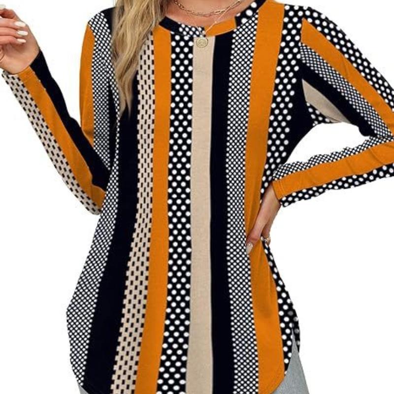 Long Sleeves Women's Solid Color Long Sleeve Top Crew Neck Loose Casual Bottom Shirt