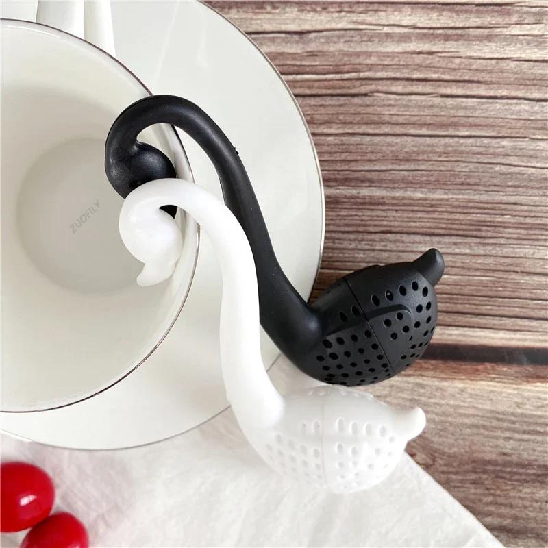 Food Grade Plastic Swan Tea Infuser Strainer Creative Elegant Swan Music Note Heart Teaware Mesh Filter Kitchen Accessories