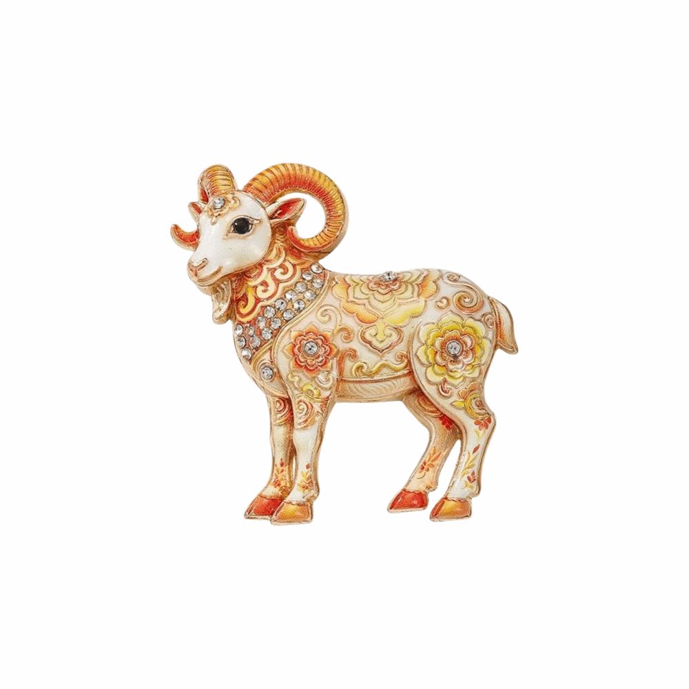 Colorful Goat Lapel Pin Vintage Style Animal Brooch Cute Enamel Sheep Brooch Party