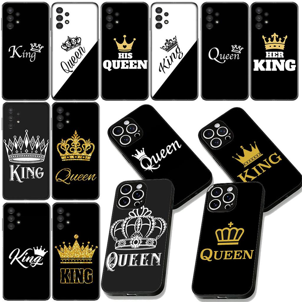 King Queen Lovers Crown Princess Phone Cover for Samsung Galaxy A06 A05 A14 A50 A51 A52 A12 A13 A23 A70 A07 A25 A26 A72 A56 Case