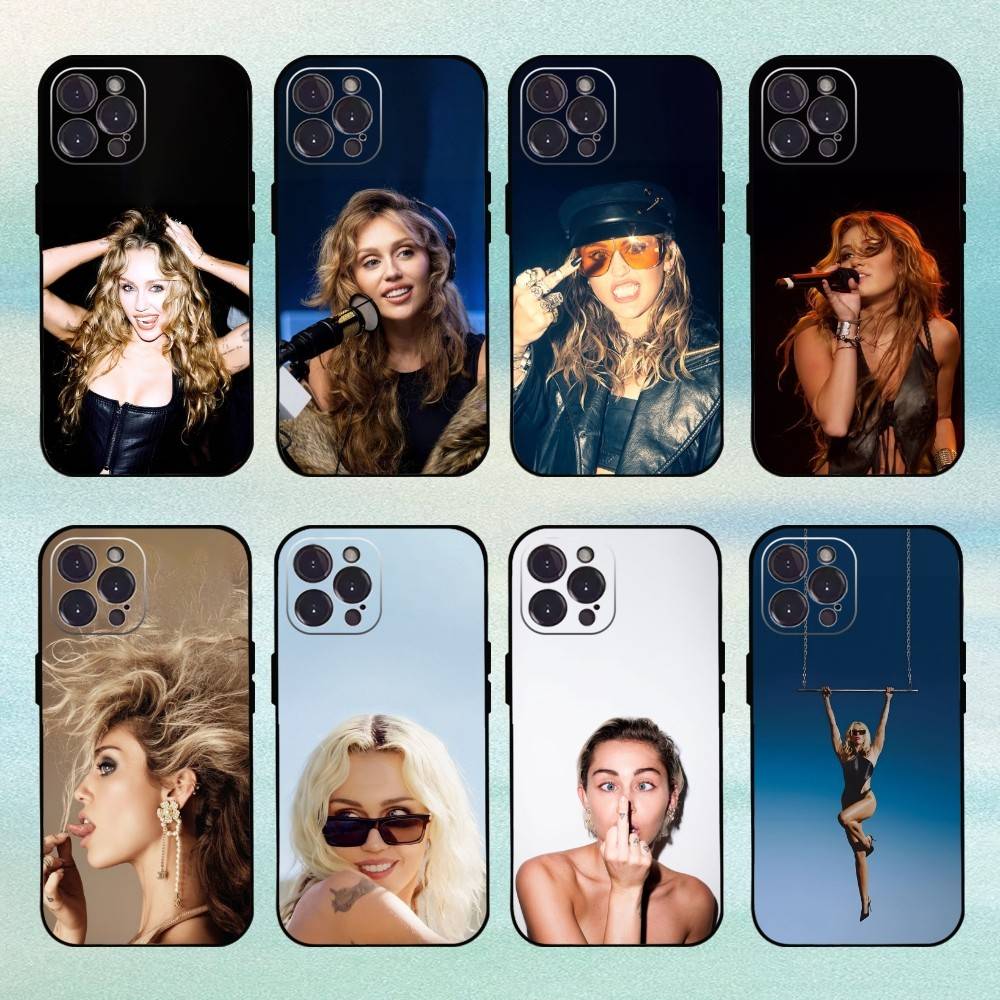 Miley Singer Cyrus Flowers Phone Case For iPhone17,16,15,14,13,12,Plus,Pro Max, 5G Others Soft Black Cover