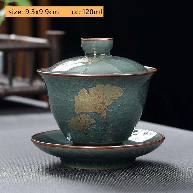 High-grade Retro Ceramics Tea Pot Chinese Tea Set Gaiwan Customized Ice Crack Glaze Teapot Exquisite Handmade Home Drinkware