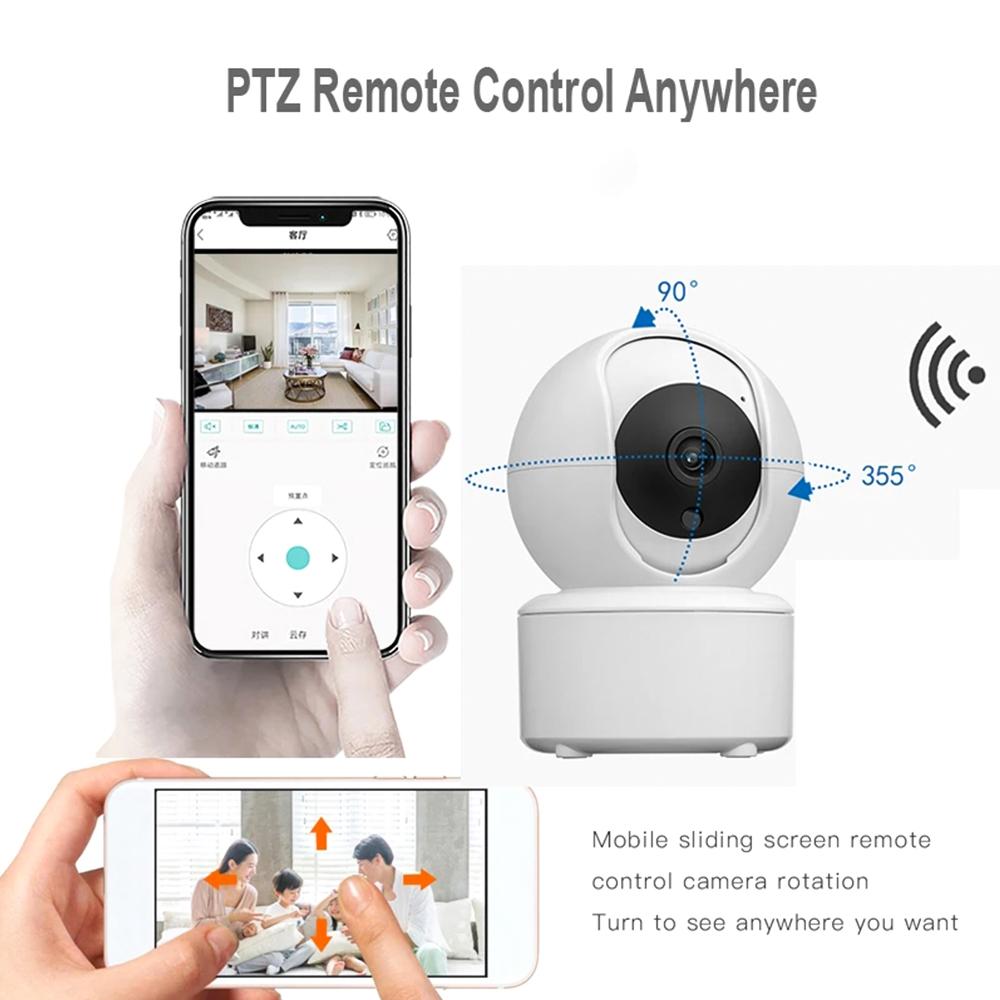 Cameră de securitate HD 1080P Cameră WiFi 3MP Cameră panoramică/înclinată cu urmărire a mișcării la 355 de grade Viziune nocturnă IR