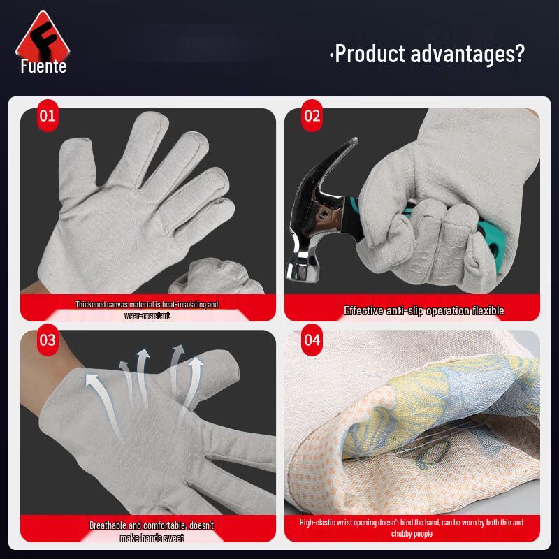 Fuante Double-Layer Canvas Work Gloves