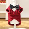 Large Dogs Bowtie Design Dog Tuxedo Blazer Vest Winter Warm Dog Sweater Formal Style Pet Suit Party Dress Up