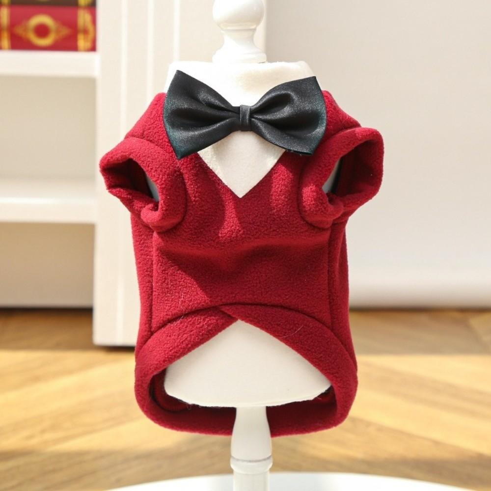 Large Dogs Bowtie Design Dog Tuxedo Blazer Vest Winter Warm Dog Sweater Formal Style Pet Suit Party Dress Up