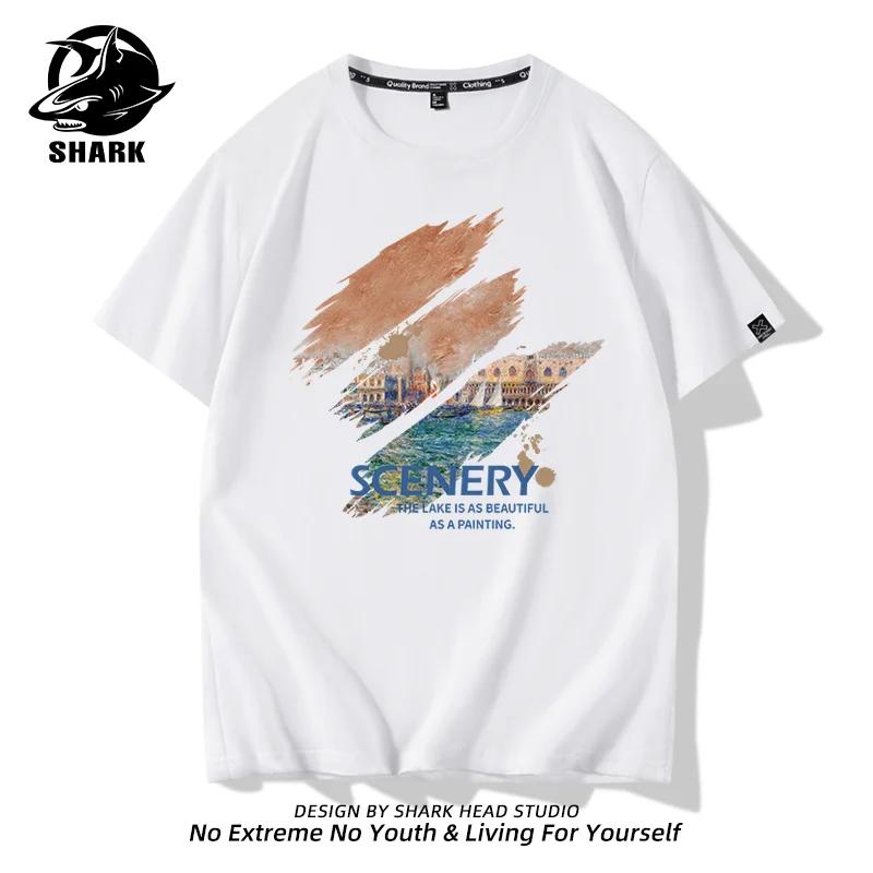 Summer Fashion Heavyweight Retro Men's English Letters 100% Cotton Printed Round Neck High-quality Casual Fitness Street T-shirt