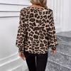 Cross-border Women's Clothing Popular V-neck Leopard Print Loose Long-sleeved Casual Shirt, Chiffon Shirt, Top