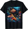 Colorful Reef Print Tee  Dive Into Nature Swim with The Fishes Shirts  Graphic T Shirts Unisex Clothing Tops Camisas Streetwear