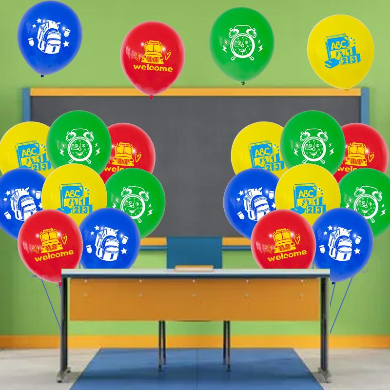 Back-To-School Party Decoration, School Flag, Back-To-School Flag, Card Balloon Set, Printed Latex Photo Props