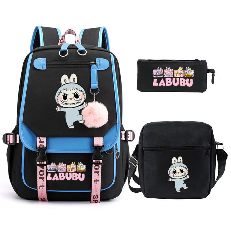 Cartoon Printed Children's Backpack Large Capacity Campus Trend Student Schoolbag Three-piece Set