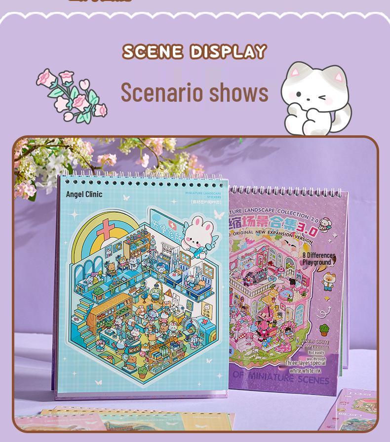 Serene Town 3D Mini Landscaping Sticker Book for Kids