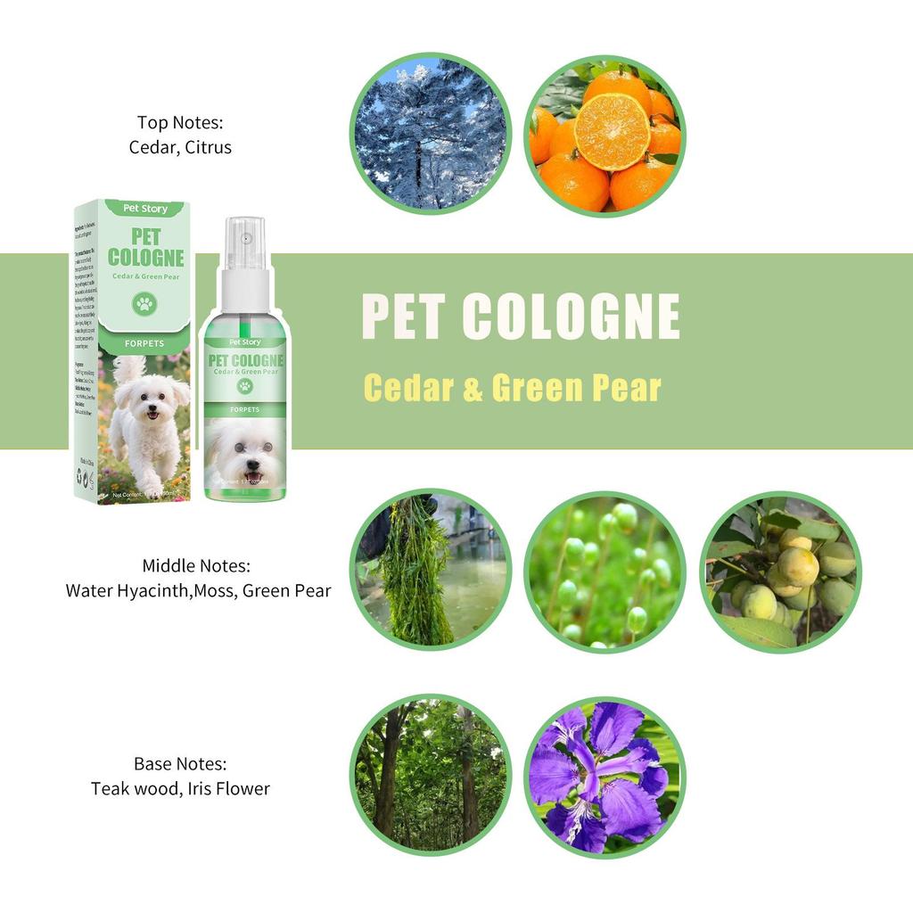 Alcohol-Free Pet Cologne - 50ml Deodorizing Spray for Cats & Dogs, Export-Grade English Packaging