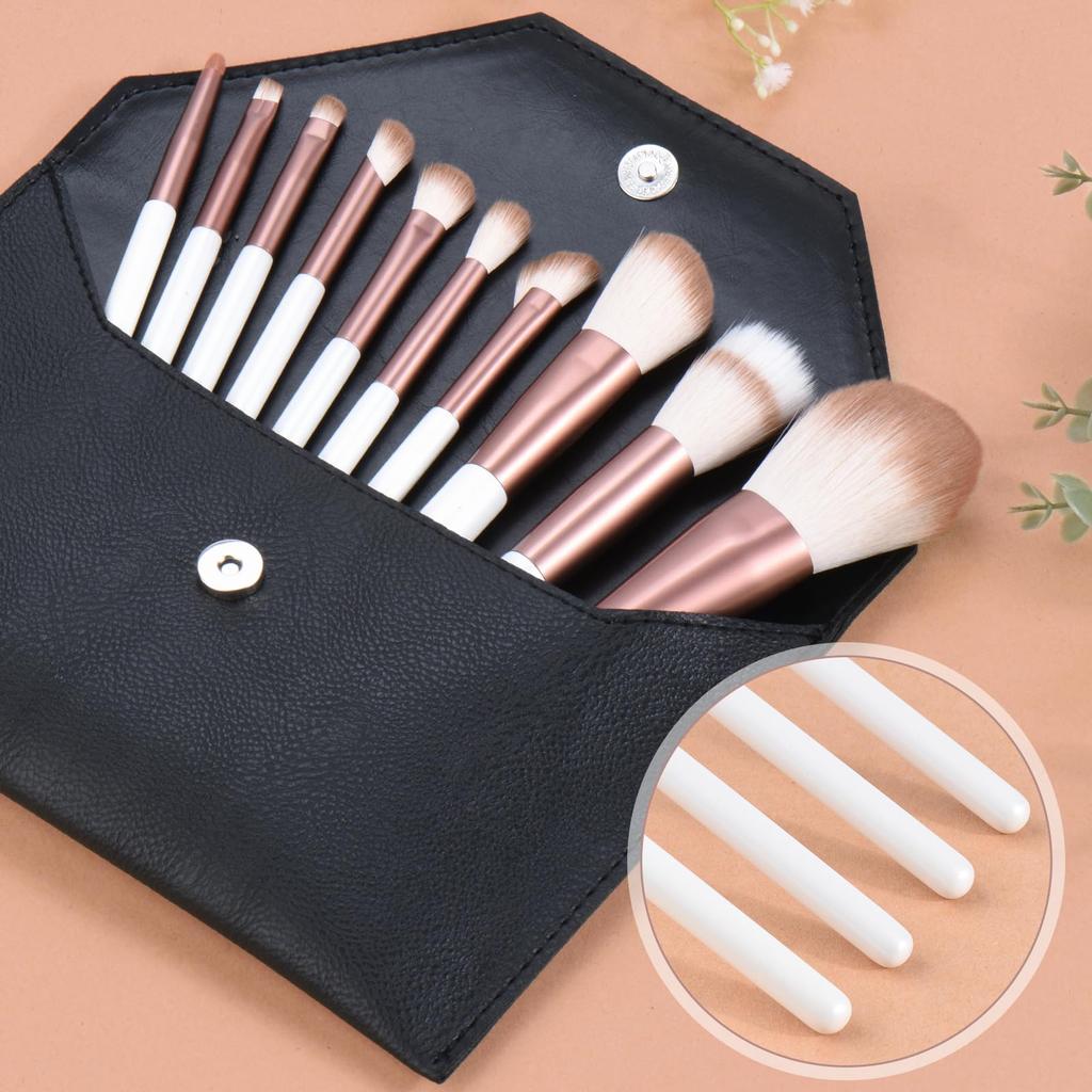 SHELWIN Makeup Brush 10 Makeup Powder Cheek Eyeshadow Sensitive Skin Makeup Comes with PU Leather Storage Great Gift Set, Pieces, Brushes, Brush,