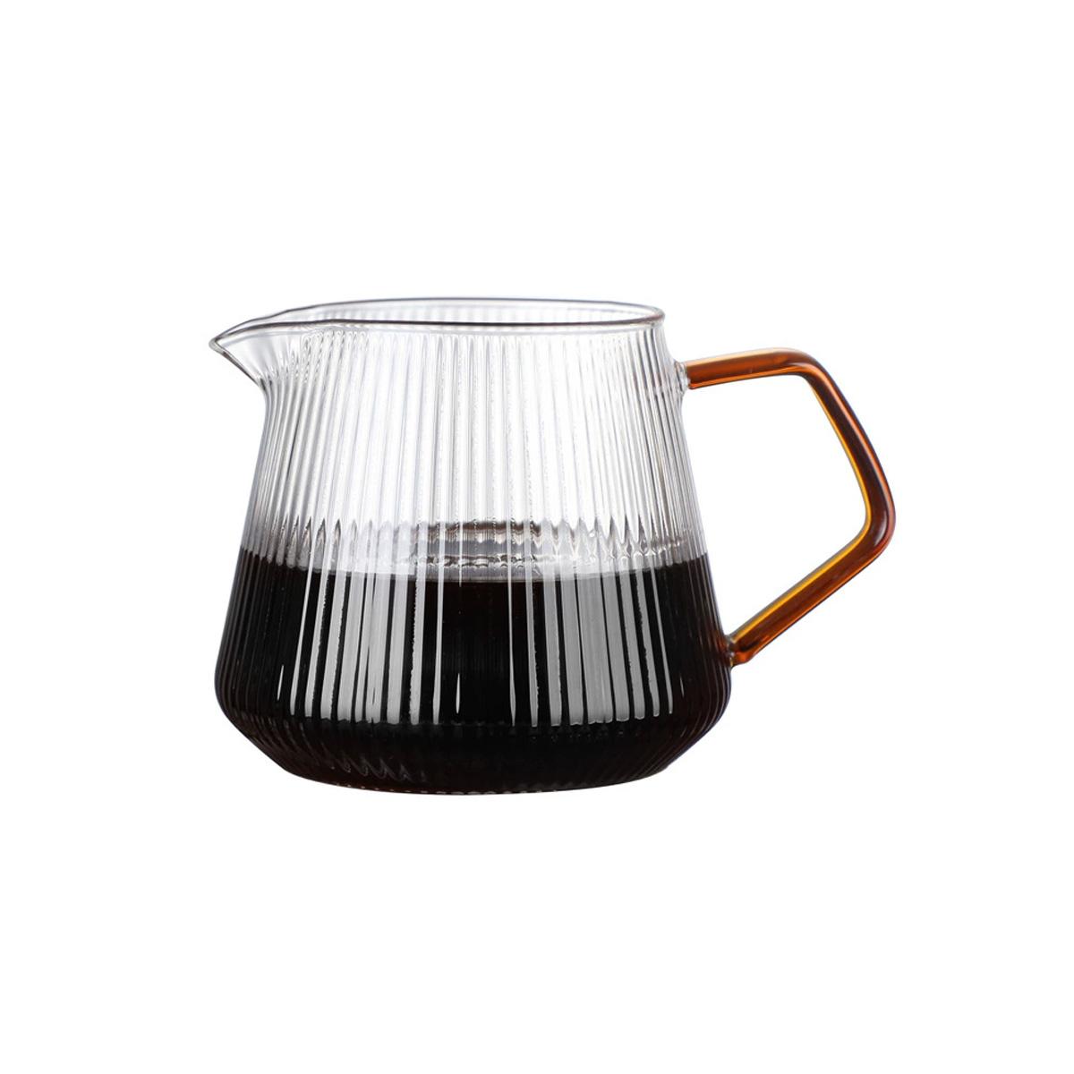 Leeseph 1pc Clear Glass Range Coffee Cup with Handle, Stripe Embossed Glass Coffee Mug, Glass Creamer Coffee Pitcher