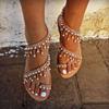Fashion Women's Sandals Pearl Tassels Female Beach Shoes Open Toe Slip on Casual Sandals Fashion Non Slip Flat Womens Shoes Summer New