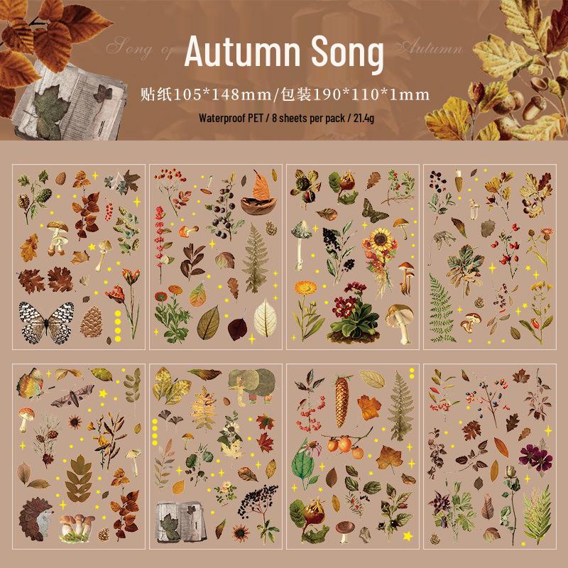 Yuezhen Retro Cross-Forest Waterproof PET Journal Sticker Pack