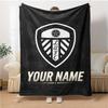 1pc Leeds United F.C. Blanket with Custom Name, Gift, for Men and Women, Soft Blanket, Good for Sofa Bed Couch Travel, Lightweight Flannel Blanket