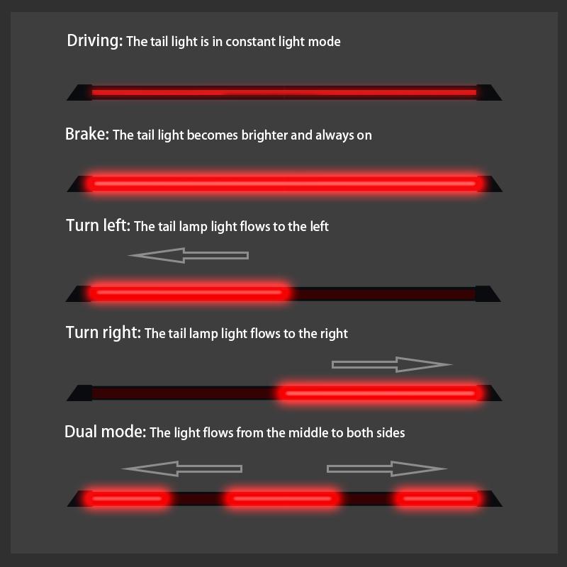 SEAMETAL Carbon Fiber Car Rear Spoiler Flow Lamp Universal 120cm Led Spoiler Light The Third Brake Light Stop Signal Lights 12V