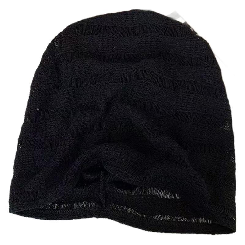 Stacked Hat, Female, Thin, Breathable Cotton and Linen, Cold Hat, Japanese Style, Knitted Hollow Out, Big Head Circumference, Small Face, Toe Cap